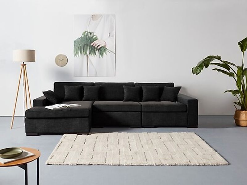 Home affaire Ottomane »Skara L-Form« Lounge-Sofa mit Federkernpolsterung, i günstig online kaufen
