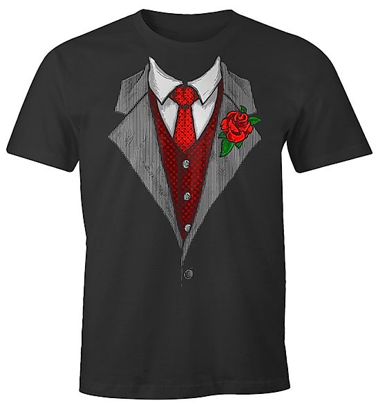 MoonWorks Print-Shirt Herren T-Shirt Anzug Schlips günstig online kaufen
