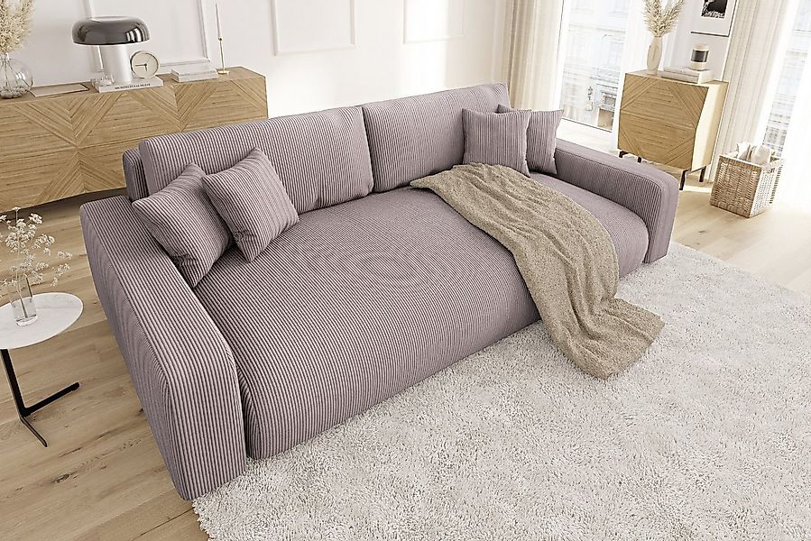 S-Style Möbel Schlafsofa Emma mit Bettkasten in Cord-Stoff günstig online kaufen