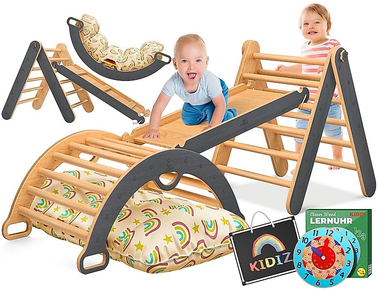 KIDIZ Klettergerüst mit Kletterbogen Montessori 7in1 Spiel-Set aus Holz, (i günstig online kaufen