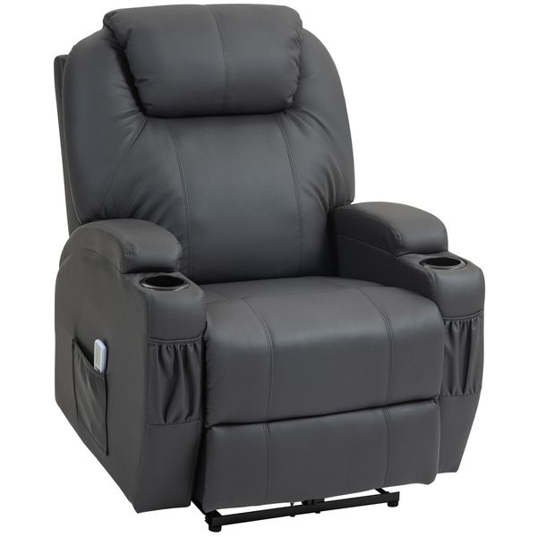 HOMCOM Massagesessel mit Liegefunktion, Fernbedienung, Becherhalter günstig online kaufen