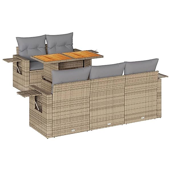 vidaXL 6-Tlg Garten-Sofagarnitur mit Kissen Beige Poly Rattan 3327104 günstig online kaufen