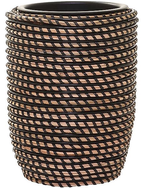 VIVANNO Blumentopf Rattan MACETA Rund - Schwarz Geflochten (1 St), 24x32 cm günstig online kaufen