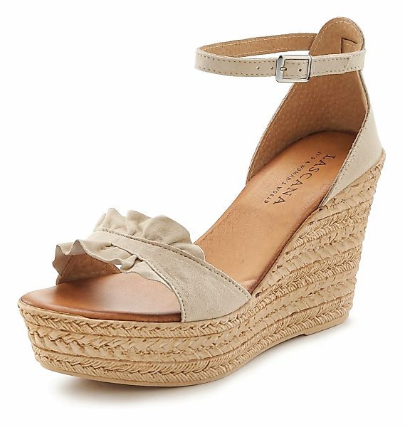 LASCANA Sandalette "Sommerschuh", Sandale, Sommerschuh aus Leder mit Keilab günstig online kaufen