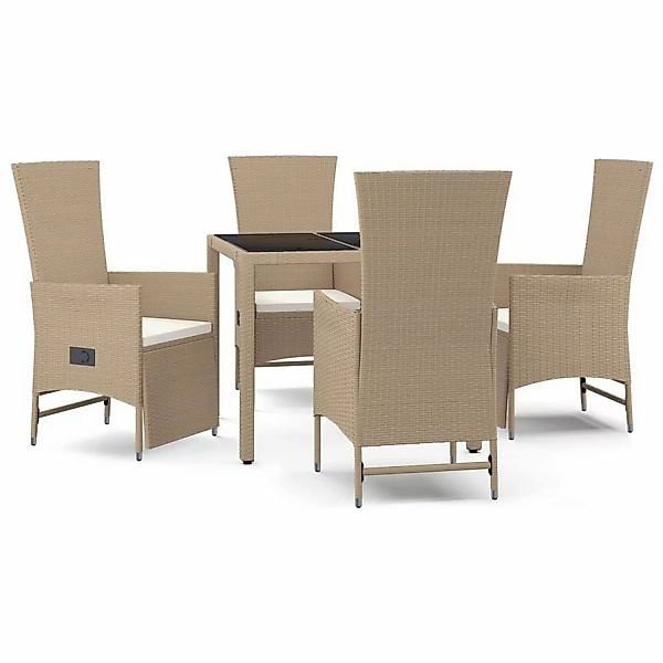 Vidaxl 5-tlg. Garten-essgruppe Mit Kissen Beige Poly Rattan günstig online kaufen