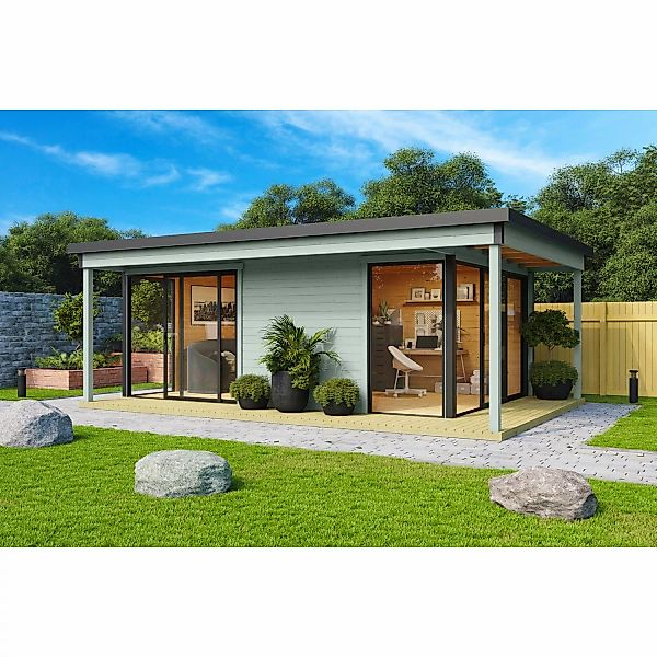 Lasita Maja Gartenhaus Domeo 3 Loggia Gletschergrün 509 cm x 322 cm günstig online kaufen