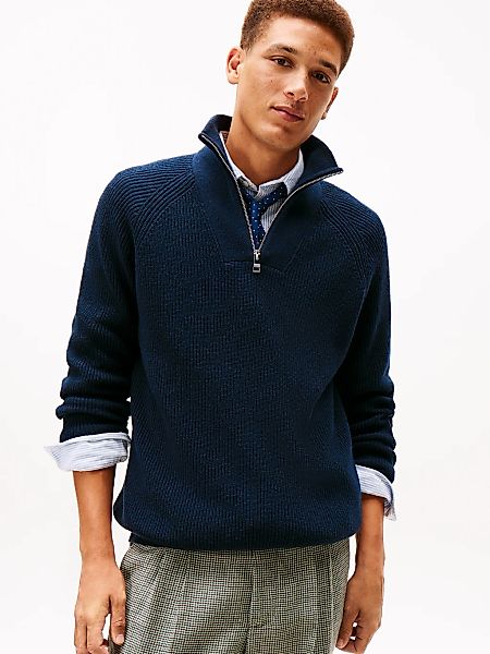 Tommy Hilfiger Troyer "FISHERMAN RIB ZIP MOCK" relaxed fit, Stehkragen mit günstig online kaufen