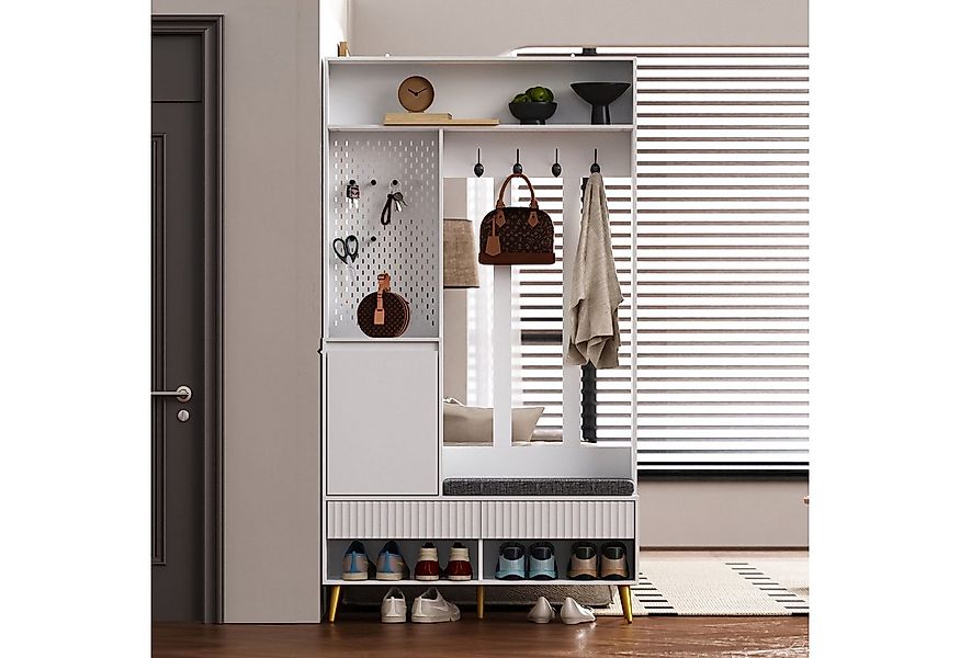 Flieks Garderoben-Set mit Schuhschrank, Kleiderhaken, Pegboard, Schubladen günstig online kaufen