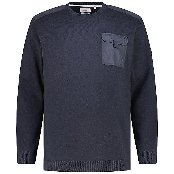 s.Oliver Feinstrickpullover im Material-Mix Farbe blau Größe: 3XL günstig online kaufen