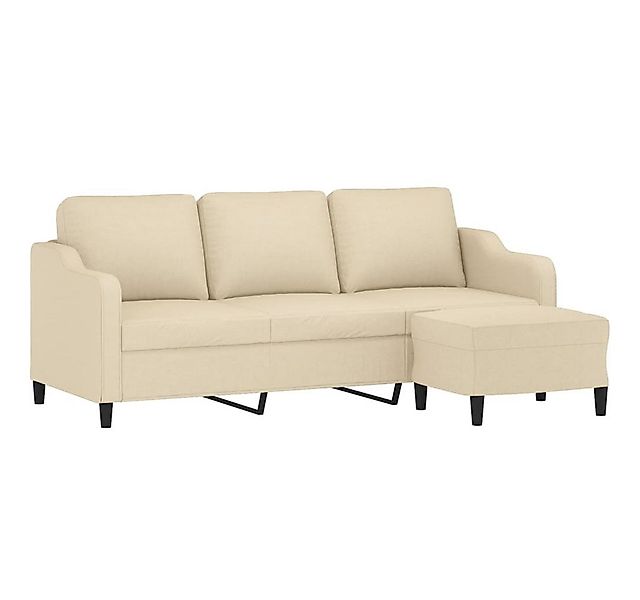 vidaXL Sofa 3-Sitzer-Sofa mit Hocker Creme 180 cm Stoff günstig online kaufen