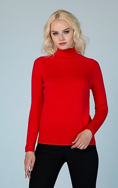 Passioni Strickpullover Stehkragenpullover mit Rippdetails günstig online kaufen