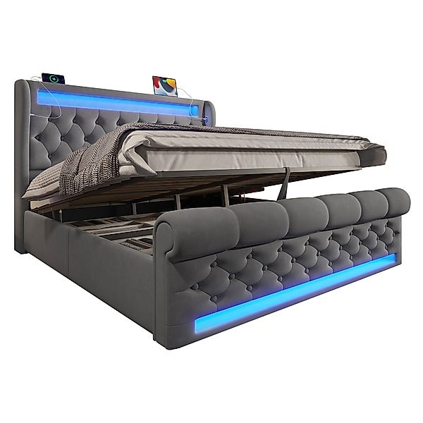 REDOM Polsterbett Hydraulisches Bett mit Samtbezug günstig online kaufen