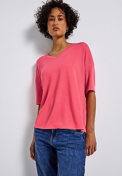 STREET ONE T-Shirt mit V-Ausschnitt und im Strick-Look günstig online kaufen