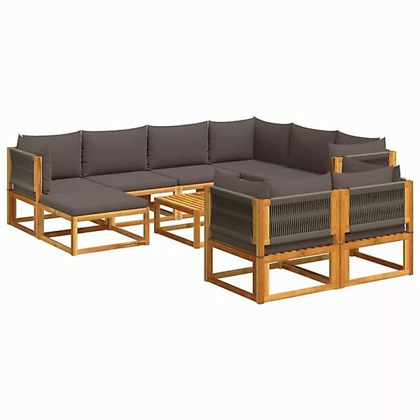 vidaXL Loungesofa 10-tlg. Garten-Sofagarnitur mit Kissen Massivholz, 1 Teil günstig online kaufen