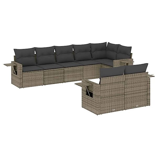 vidaXL 8-Tlg Garten-Sofagarnitur mit Kissen Grau Poly Rattan 3252757 günstig online kaufen