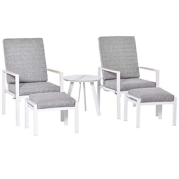 Outsunny Gartenmöbel Set für 4  Balkonmöbel verstellbar, Aluminium, Grau+We günstig online kaufen