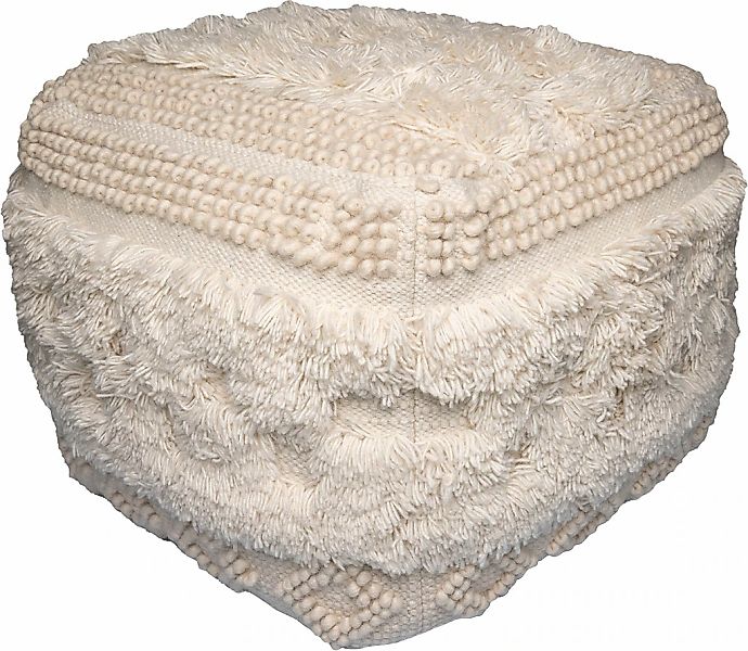Kayoom Pouf "Bohist 125 50cm x 50cm, Strukturen mit Fransen und Quasten" 1 günstig online kaufen