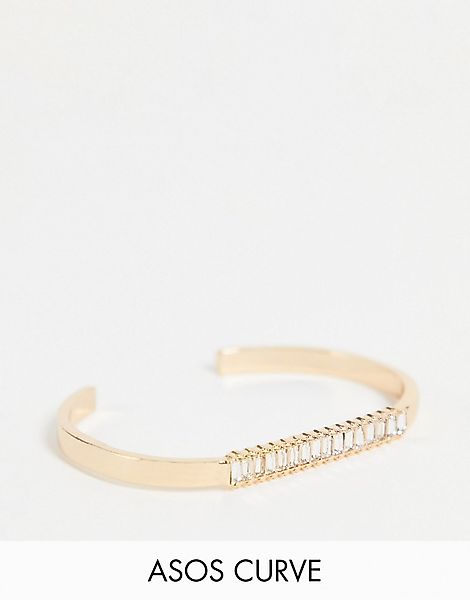 ASOS DESIGN Curve – Goldfarbenes Armband mit Kristallen mit Baguette-Schlif günstig online kaufen