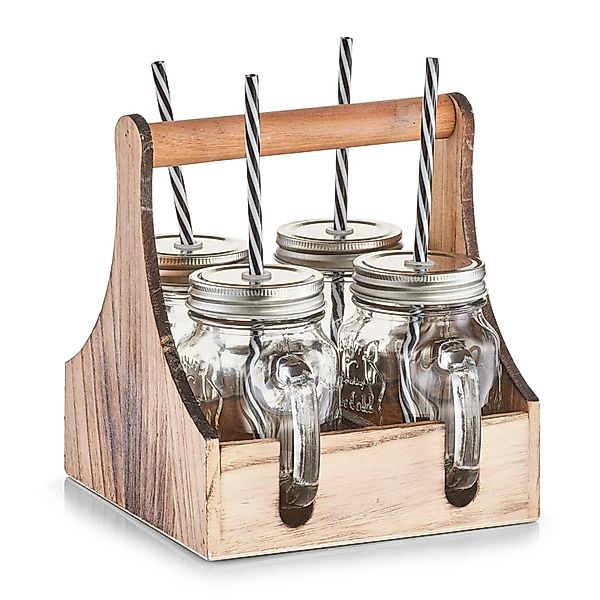 Zeller Present Gläser-Set in praktischer Holzkiste zum Tragen günstig online kaufen