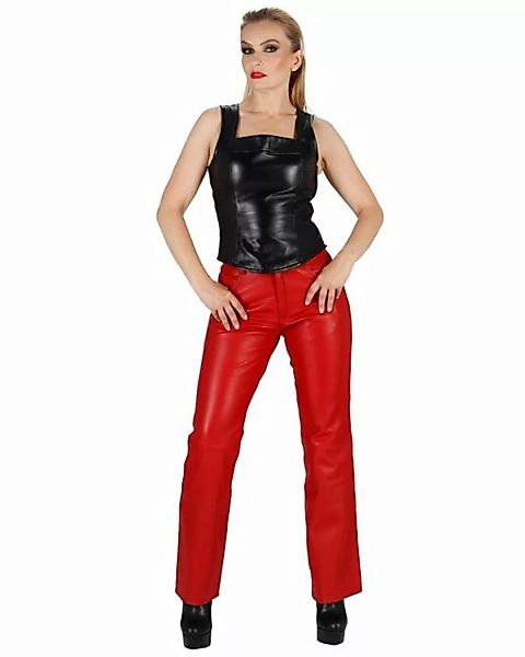 Fetish-Design Lederhose Lederhose 5-Pocket Rot Damenlederhose Echtes Leder günstig online kaufen