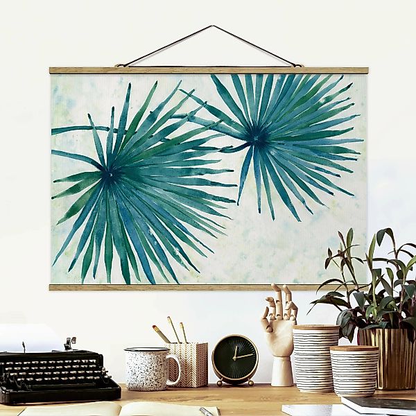 Stoffbild mit Posterleisten Tropische Palmenblätter Close-Up günstig online kaufen