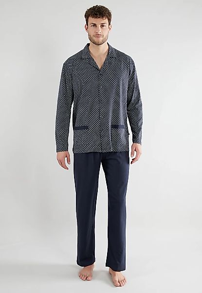 GÖTZBURG Pyjama "Manhattan" 2 Stk. tlg., mit Kragen, Langarm, V-Ausschnitt, günstig online kaufen