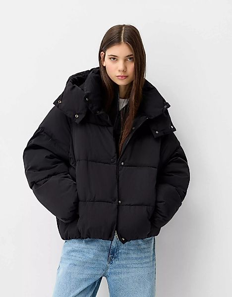 Bershka Puffjacke Mit Kapuze Damen Xs Schwarz günstig online kaufen