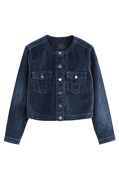 Next Jeansjacke Kragenlose, beflockte Jeansjacke (1-St) günstig online kaufen