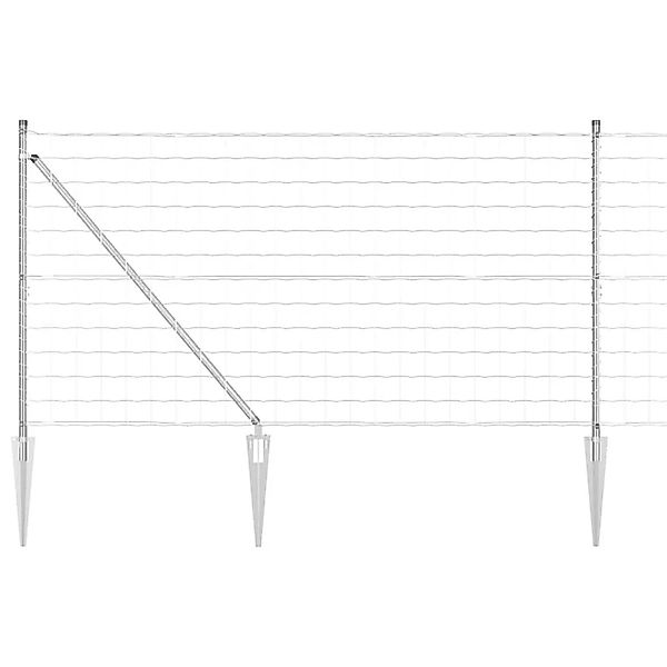 vidaXL Zaun mit Pfosten Silber 1,4 x 10 m Stahl 3350753 günstig online kaufen