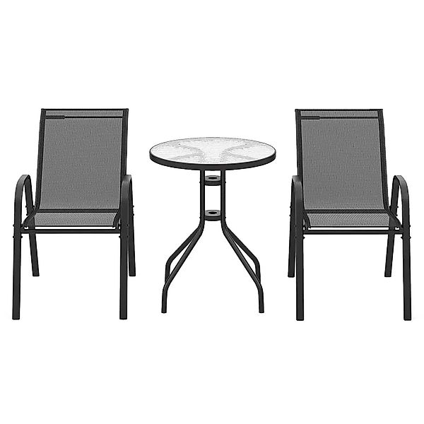 Costway 3-Tlg Balkonmöbel Set Bistrotisch & 2 Stapelbare Stühle günstig online kaufen