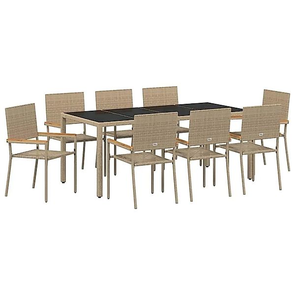 vidaXL Garten Essgruppe 9-Tlg Beige Poly-Rattan 3365401 günstig online kaufen