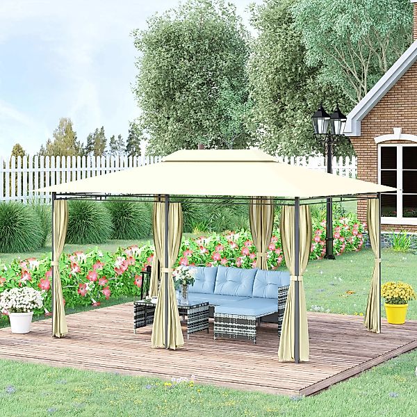 Outsunny Gartenpavillon mit Doppeldach schwarz/weiß günstig online kaufen