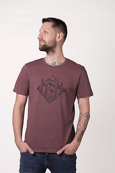 Herren T- Shirt "Elwald" In Black Heather Cranberry günstig online kaufen