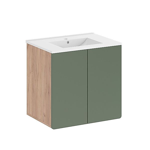 Vicco Badmöbel-Set Izan, Goldkraft Eiche/Grün, (2-St., günstig online kaufen
