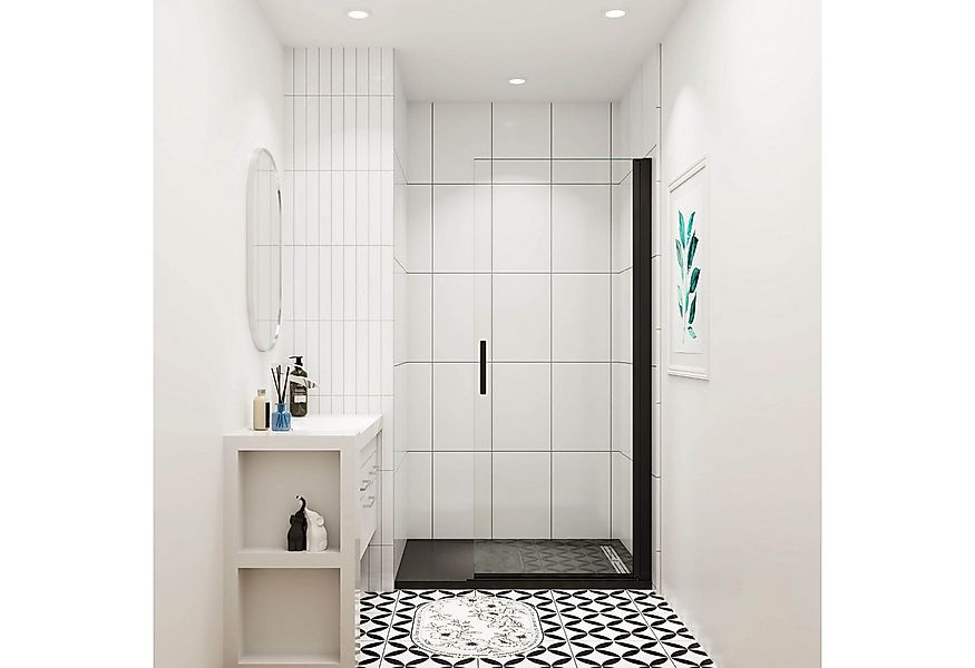 AICA Dusch-Drehtür 8mm NanoGlas Schwarze Walkin Pendeltür Drehtür Duschkabi günstig online kaufen