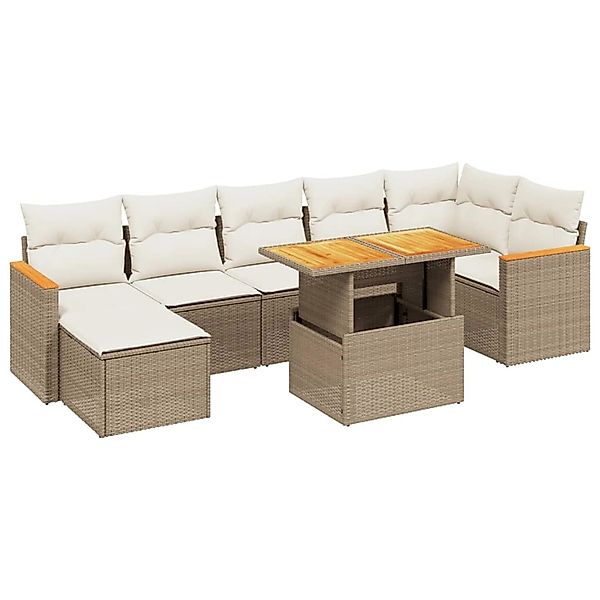 vidaXL 8-Tlg Garten-Sofagarnitur mit Kissen Beige Poly Rattan 3273186 günstig online kaufen