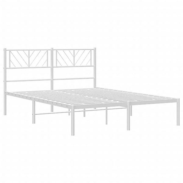 vidaXL Bettgestell Bettrahmen mit Kopfteil Metall Weiß 120x190 cm Bett Bett günstig online kaufen