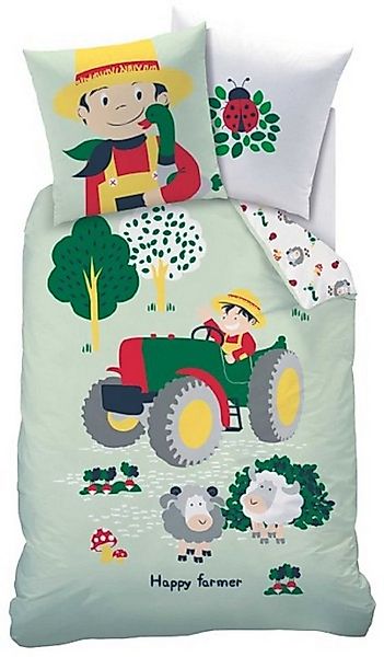 CTI Kinderbettwäsche Traktor Bettwäsche Trecker Happy Farmer 135 x 200 cm 8 günstig online kaufen