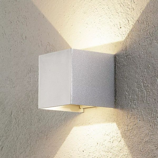 LED-Außenwandleuchte Cube, alufarben, Metall, 10 cm, up/down günstig online kaufen