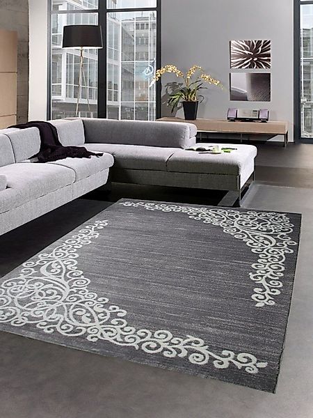 Carpetia Teppich Designer Teppich Wohnzimmerteppich Ornamente Glitzer creme günstig online kaufen
