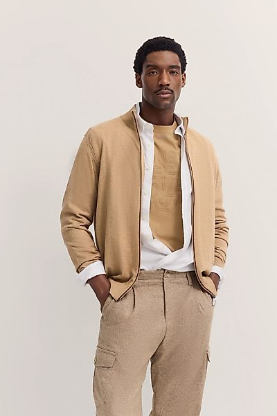 bugatti Strickjacke "Regular Fit" mit Reißverschluss und Stehkragen günstig online kaufen