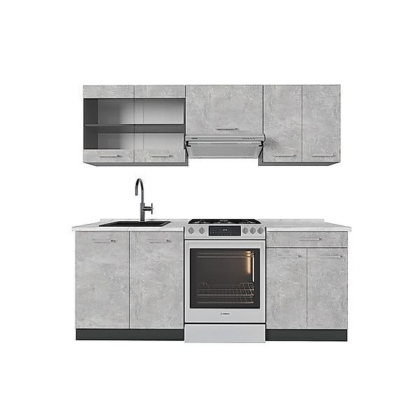 Vicco Küchenzeile R-Line, Beton/Anthrazit, 200 cm, günstig online kaufen