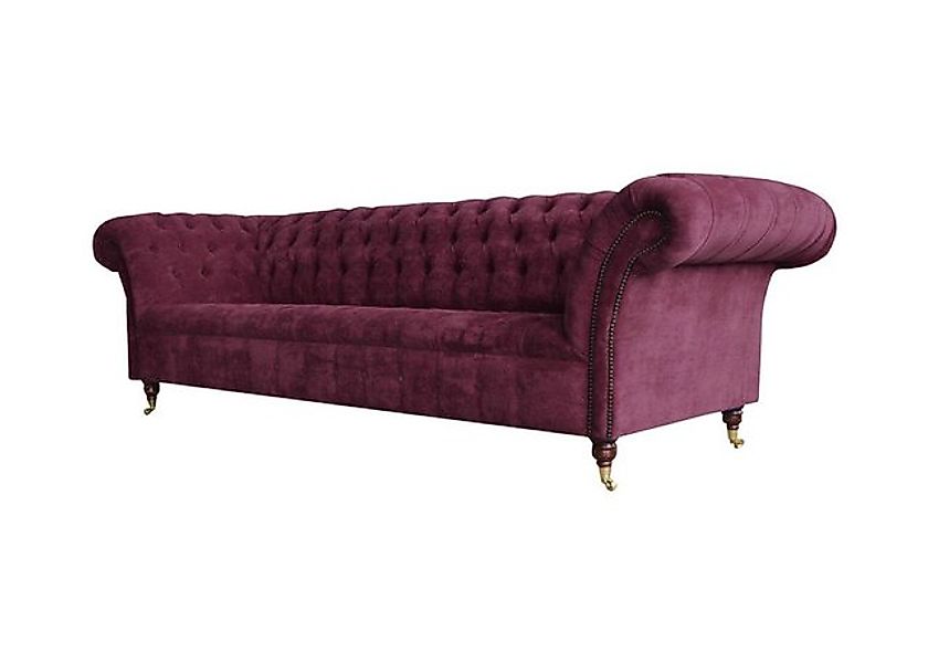 JVmoebel Chesterfield-Sofa Couch Sitz Polster 3 Sitzer Blau Stoff Garnitur günstig online kaufen