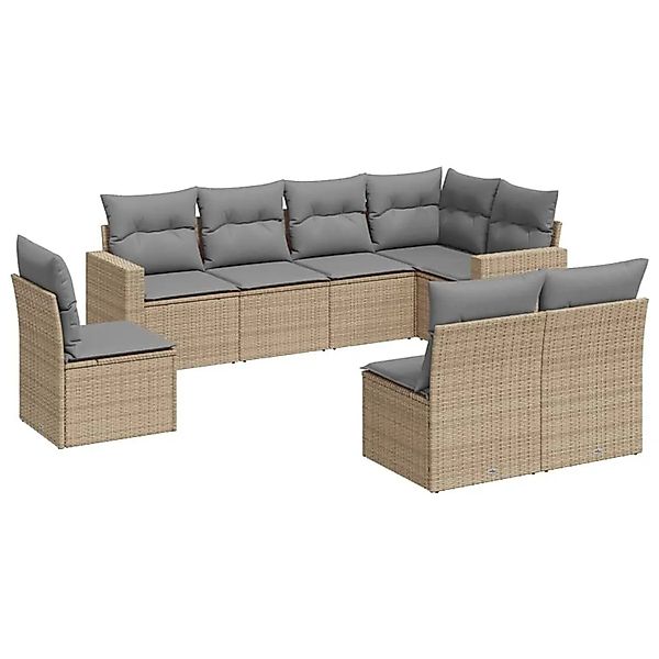 vidaXL 8-Tlg Garten-Sofagarnitur mit Kissen Beige Poly Rattan 3251406 günstig online kaufen