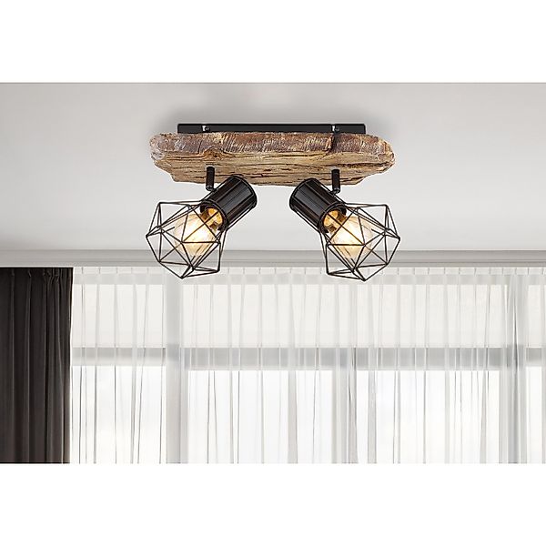 Globo Strahler Priska 2-flammig Schwarz 385 x 120 x 230 mm günstig online kaufen