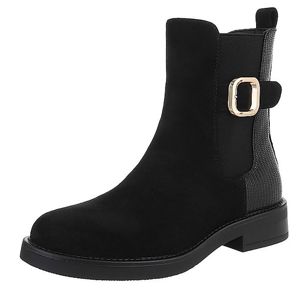 Ital-Design Elegante Damen Chelsea-Boots mit goldfarbenem Detail Stiefelett günstig online kaufen