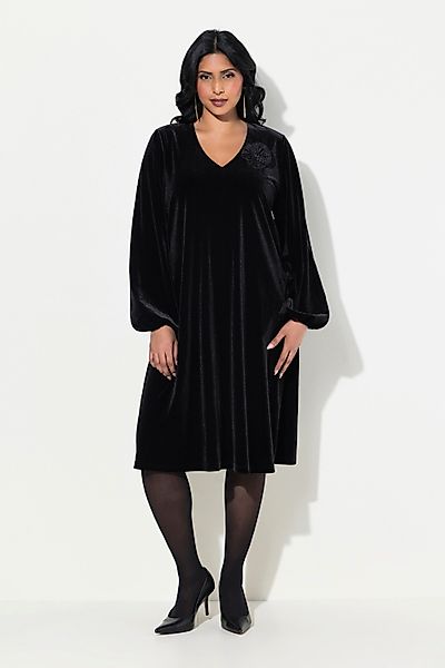 Ulla Popken Cocktailkleid Samtkleid Brosche A-Linie günstig online kaufen