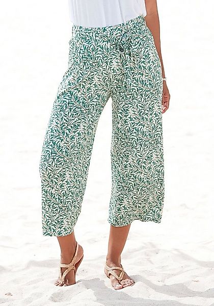 Beachtime Culotte (mit Bindegürtel) mit Blätterdruck und Bindeband, luftig- günstig online kaufen