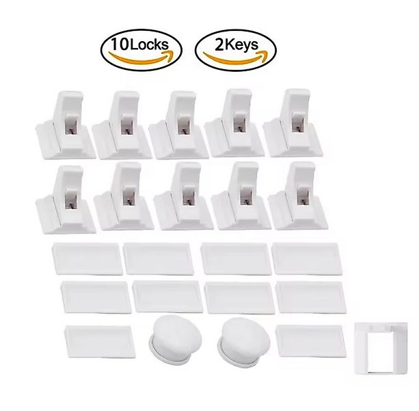 Montegoni Kindersicherung 10x Baby Magnet Schrankschloss mit 2 Schlüsseln K günstig online kaufen