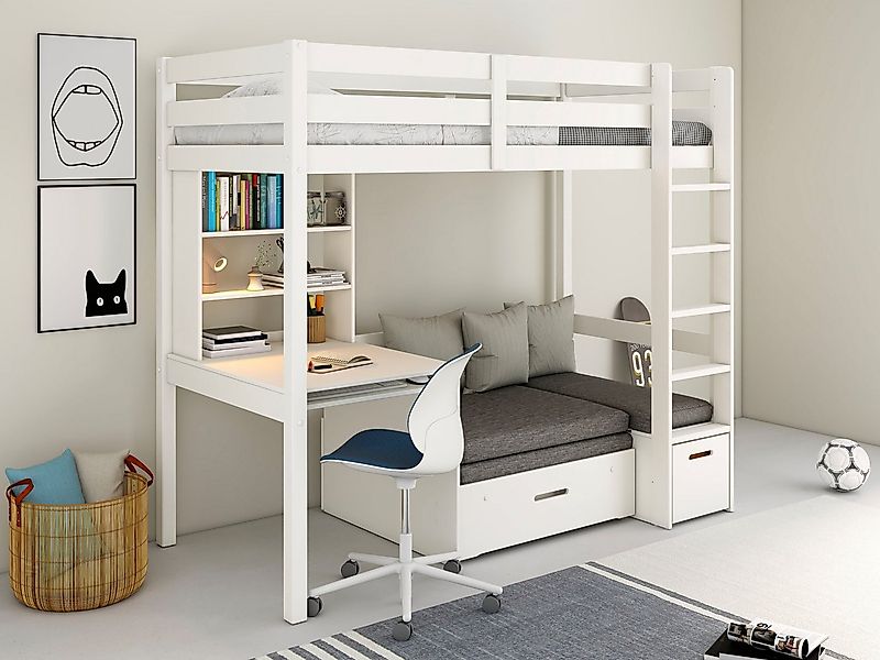 Lüttenhütt Etagenbett "HENNE TOPSELLER Hochbett, Ideal für kleine Räume, 2 günstig online kaufen